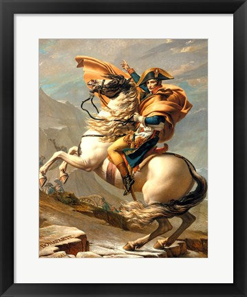 Framed Art Napoleon (1769-1821) Crossing the Alps at the St Bernard Pass by Jacques-Louis David Wall Decor 18x24 Artwork