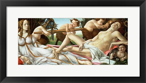 Framed Art Venus and Mars, c.1485 by Sandro Botticelli Wall Decor 18x24 Artwork