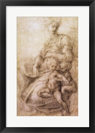 Framed Art The Virgin and Child with the infant Baptist, c.1530 by Michelangelo Buonarroti Wall Decor 18x24 Artwork