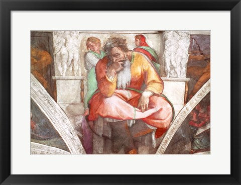 Framed Art Sistine Chapel Ceiling: The Prophet Jeremiah by Michelangelo Buonarroti Wall Decor 18x24 Artwork