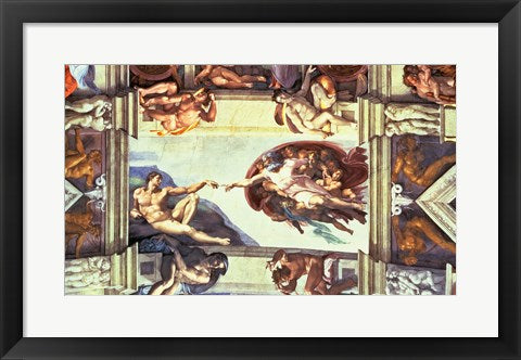 Framed Art Sistine Chapel Ceiling: Creation of Adam, 1510 by Michelangelo Buonarroti Wall Decor 18x24 Artwork