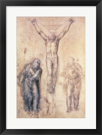 Framed Art Inv.1895-9-15-509 Recto W.81 Study for a Crucifixion by Michelangelo Buonarroti Wall Decor 18x24 Artwork