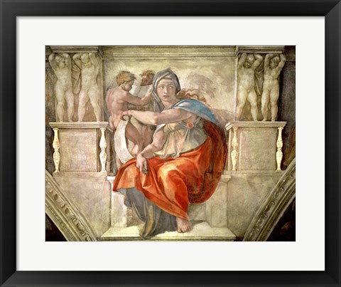 Framed Art Sistine Chapel Ceiling: Delphic Sibyl by Michelangelo Buonarroti Wall Decor 18x24 Artwork