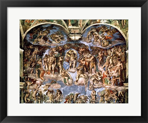 Framed Art Last Judgement, from the Sistine Chapel, 1538-41 by Michelangelo Buonarroti Wall Decor 18x24 Artwork