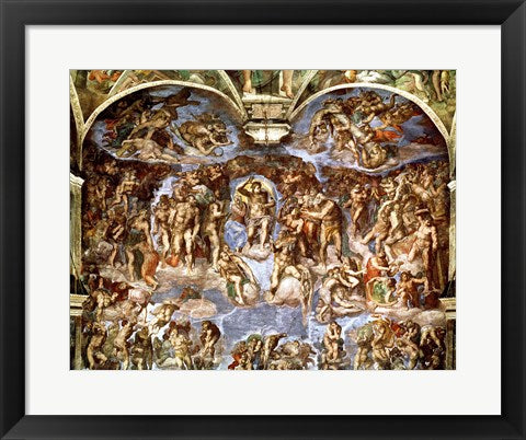 Framed Art Sistine Chapel: The Last Judgement, 1538-41 by Michelangelo Buonarroti Wall Decor 18x24 Artwork