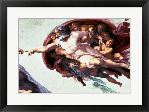 Framed Art Sistine Chapel Ceiling: Creation of Adam, 1510 (detail) by Michelangelo Buonarroti Wall Decor 18x24 Artwork