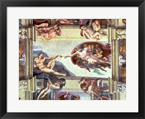 Framed Art Sistine Chapel Ceiling: Creation of Adam, 1510 B by Michelangelo Buonarroti Wall Decor 18x24 Artwork