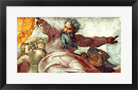 Framed Art Sistine Chapel Ceiling: Creation of the Sun and Moon, 1508-12 by Michelangelo Buonarroti Wall Decor 18x24 Artwork