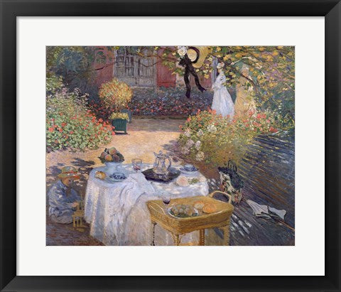 Framed Art The Luncheon: Monet's garden at Argenteuil, c.1873 by Claude Monet Wall Decor 18x24 Artwork