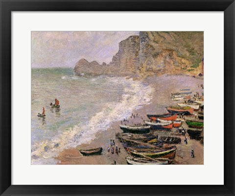 Framed Art Frame Art Etretat, beach and the Porte d'Amont, 1883 by Claude Monet Wall Decor 18x24 Artwork