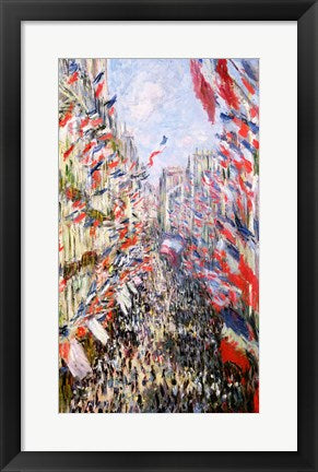 Framed Art The Rue Montorgueil, Paris, Celebration of June 30, 1878 by Claude Monet Wall Decor 18x24 Artwork