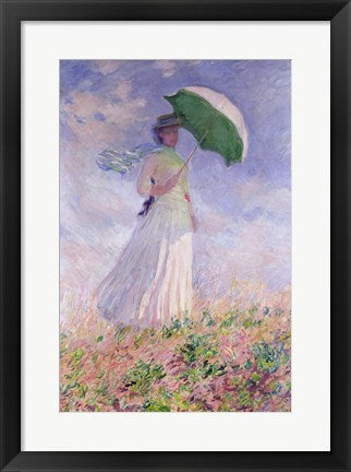 Framed Art Woman with a Parasol turned to the Right, 1886 by Claude Monet Wall Decor 18x24 Artwork