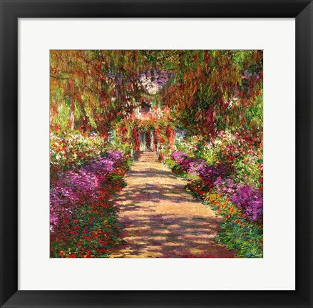 Framed Art Frame Art A Pathway in Monet's Garden, Giverny, 1902 by Claude Monet Wall Decor 18x24 Artwork