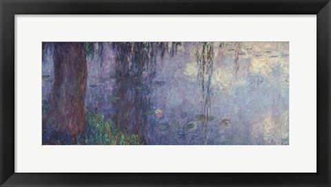 Framed Art Waterlilies: Morning with Weeping Willows, detail of the left section, 1914-18 by Claude Monet Wall Decor 18x24 Artwork