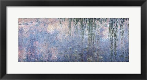 Framed Art Waterlilies: Morning with Weeping Willows, detail of central section, 1914-18 by Claude Monet Wall Decor 18x24 Artwork