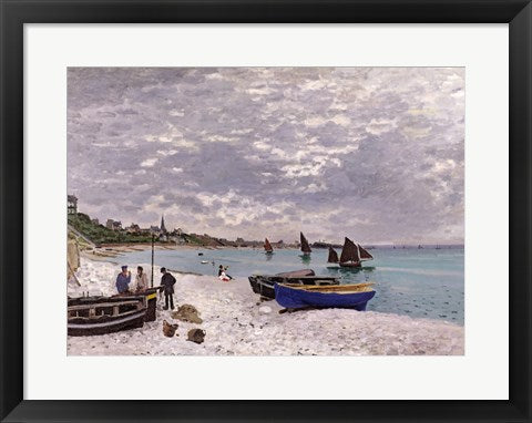 Framed Art The Beach at Sainte-Adresse, 1867 by Claude Monet Wall Decor 18x24 Artwork