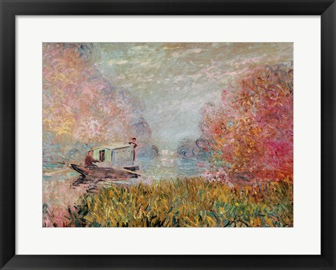 Framed Art The Boat Studio on the Seine, 1875 by Claude Monet Wall Decor 18x24 Artwork