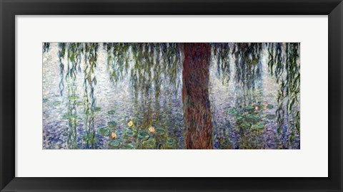 Framed Art Waterlilies: Morning with Weeping Willows, detail of the left section, 1915-26 by Claude Monet Wall Decor 18x24 Artwork