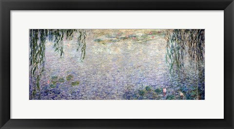 Framed Art Waterlilies: Morning with Weeping Willows, detail of the central section, 1915-26 by Claude Monet Wall Decor 18x24 Artwork