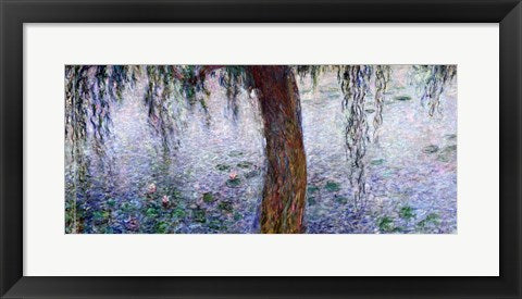 Framed Art Waterlilies: Morning with Weeping Willows, detail of the right section, 1915-26 by Claude Monet Wall Decor 18x24 Artwork