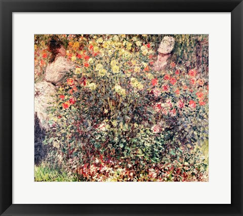 Framed Art Women in the Flowers, 1875 by Claude Monet Wall Decor 18x24 Artwork