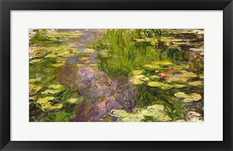 Framed Art Waterlilies (green horizontal) by Claude Monet Wall Decor 18x24 Artwork
