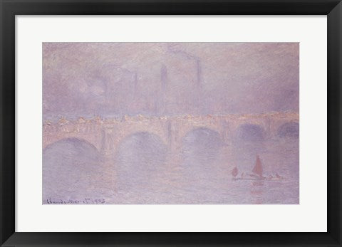 Framed Art Waterloo Bridge, Hazy Sunshine by Claude Monet Wall Decor 18x24 Artwork