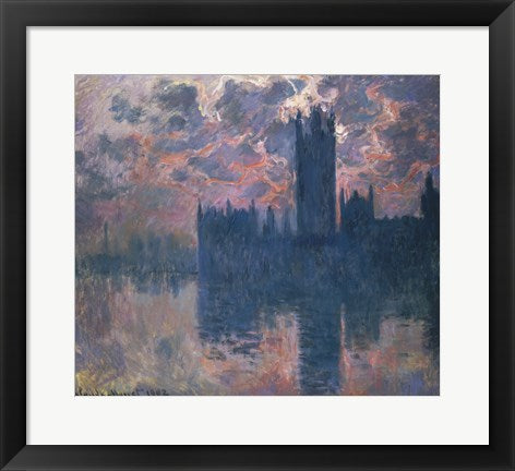 Framed Art Houses of Parliament, Sunset, 1902 by Claude Monet Wall Decor 18x24 Artwork