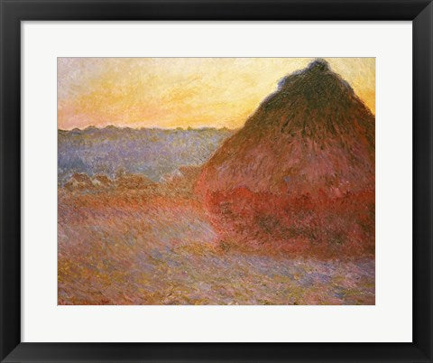 Framed Art Haystacks, Pink and Blue Impressions, 1891 by Claude Monet Wall Decor 18x24 Artwork