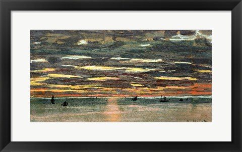 Framed Art Sunset Over the Sea by Claude Monet Wall Decor 18x24 Artwork
