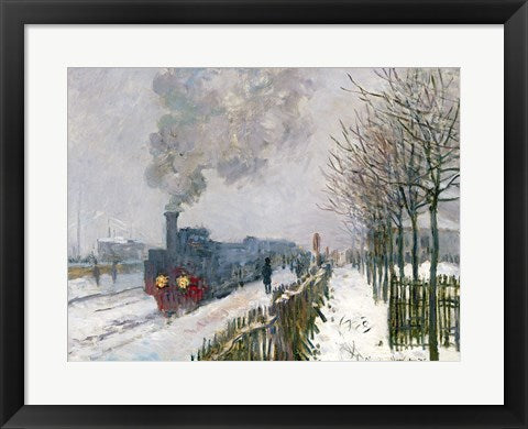 Framed Art Train in the Snow or The Locomotive, 1875 by Claude Monet Wall Decor 18x24 Artwork