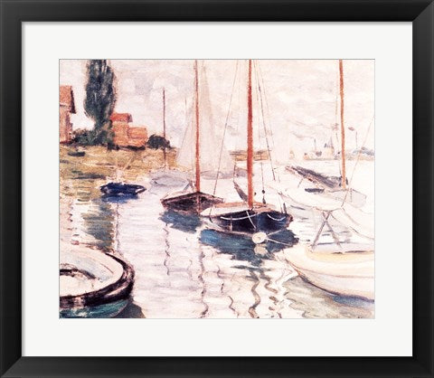 Framed Art Sailboats on the Seine by Claude Monet Wall Decor 18x24 Artwork