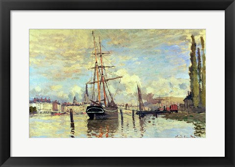 Framed Art The Seine at Rouen, 1872 by Claude Monet Wall Decor 18x24 Artwork