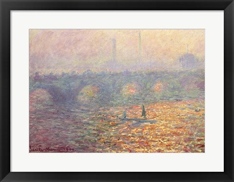 Framed Art Waterloo Bridge, 1900 by Claude Monet Wall Decor 18x24 Artwork