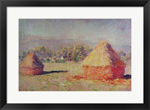 Framed Art Two Haystacks, 1891 by Claude Monet Wall Decor 18x24 Artwork