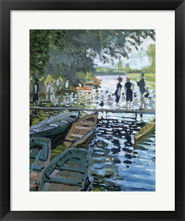 Framed Art Frame Art Bathers at La Grenouillere, 1869 detail by Claude Monet Wall Decor 18x24 Artwork