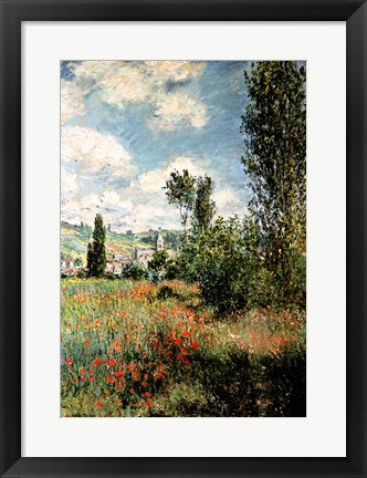 Framed Art Path through the Poppies, Ile Saint-Martin, Vetheuil, 1880 by Claude Monet Wall Decor 18x24 Artwork