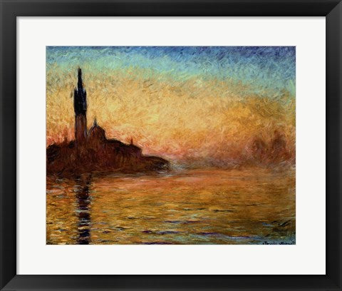 Framed Art View of San Giorgio Maggiore, Venice by Twilight, 1908 by Claude Monet Wall Decor 18x24 Artwork