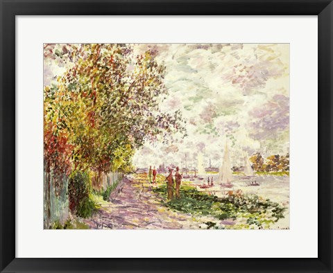 Framed Art The Riverbank at Gennevilliers, c.1875 by Claude Monet Wall Decor 18x24 Artwork