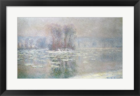 Framed Art Ice at Bennecourt, 1898 by Claude Monet Wall Decor 18x24 Artwork