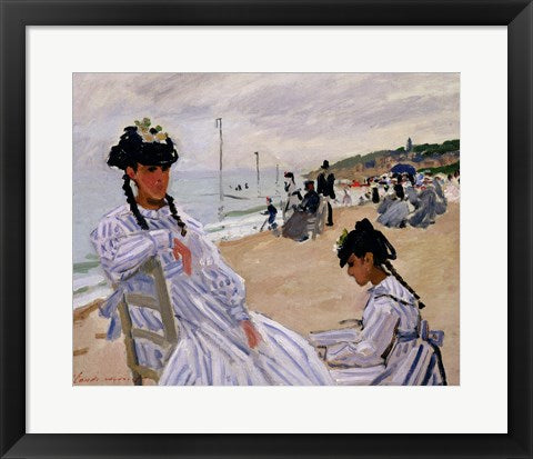 Framed Art On the Beach at Trouville by Claude Monet Wall Decor 18x24 Artwork