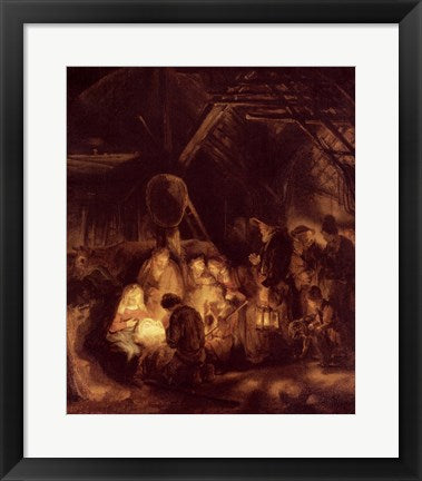 Framed Art Frame Art Adoration of the Shepherds, 1646 by Rembrandt van Rijn Wall Decor 18x24 Artwork