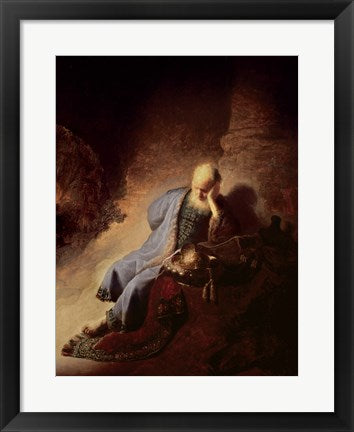 Framed Art Jeremiah mourning over the Destruction of Jerusalem by Rembrandt van Rijn Wall Decor 18x24 Artwork