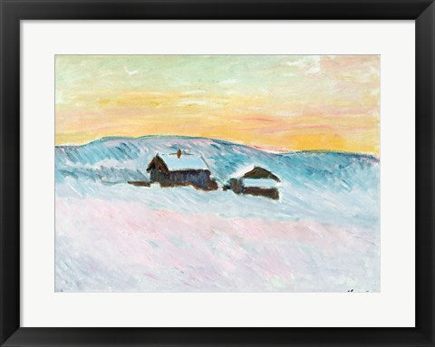 Framed Art Norwegian Landscape, Blue Houses, 1895 by Claude Monet Wall Decor 18x24 Artwork