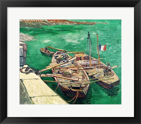 Framed Art Landing Stage with Boats, 1888 by Vincent Van Gogh Wall Decor 18x24 Artwork