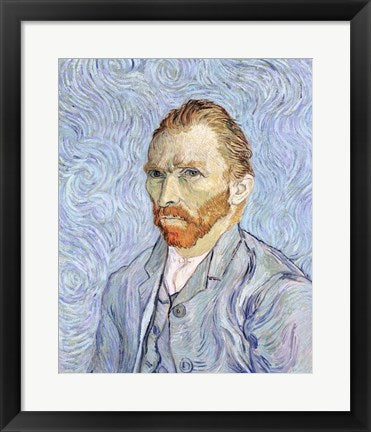 Framed Art Self portrait, 1889 by Vincent Van Gogh Wall Decor 18x24 Artwork