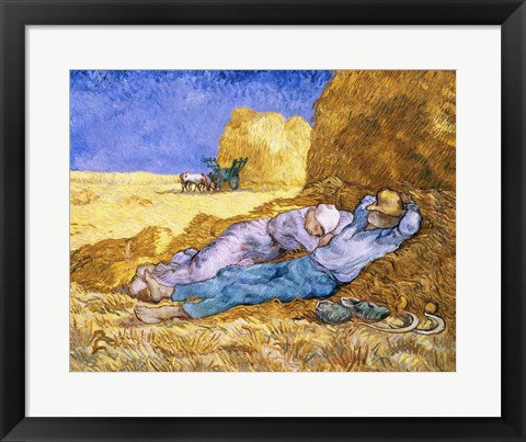 Framed Art Noon, or The Siesta, after Millet, 1890 by Vincent Van Gogh Wall Decor 18x24 Artwork