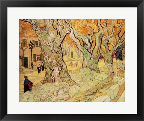 Framed Art The Road Menders, 1889 by Vincent Van Gogh Wall Decor 18x24 Artwork