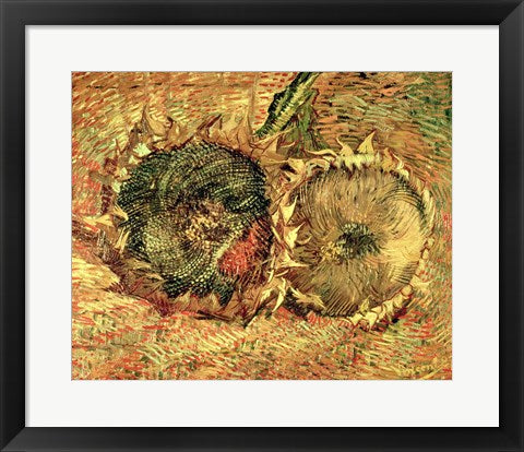 Framed Art Two Cut Sunflowers, 1887 by Vincent Van Gogh Wall Decor 18x24 Artwork