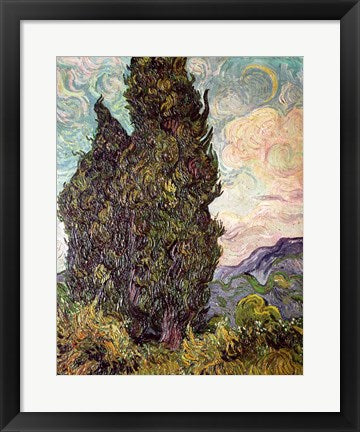 Framed Art Cypresses, 1889 by Vincent Van Gogh Wall Decor 18x24 Artwork
